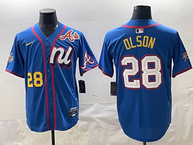 Men 2025 Atlanta Braves 28 Olson Blue All star Nike MLB Jersey style 03